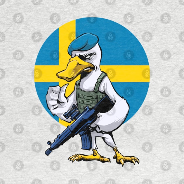 Swedish Swan Trooper Cartoon by Black Tee Inc